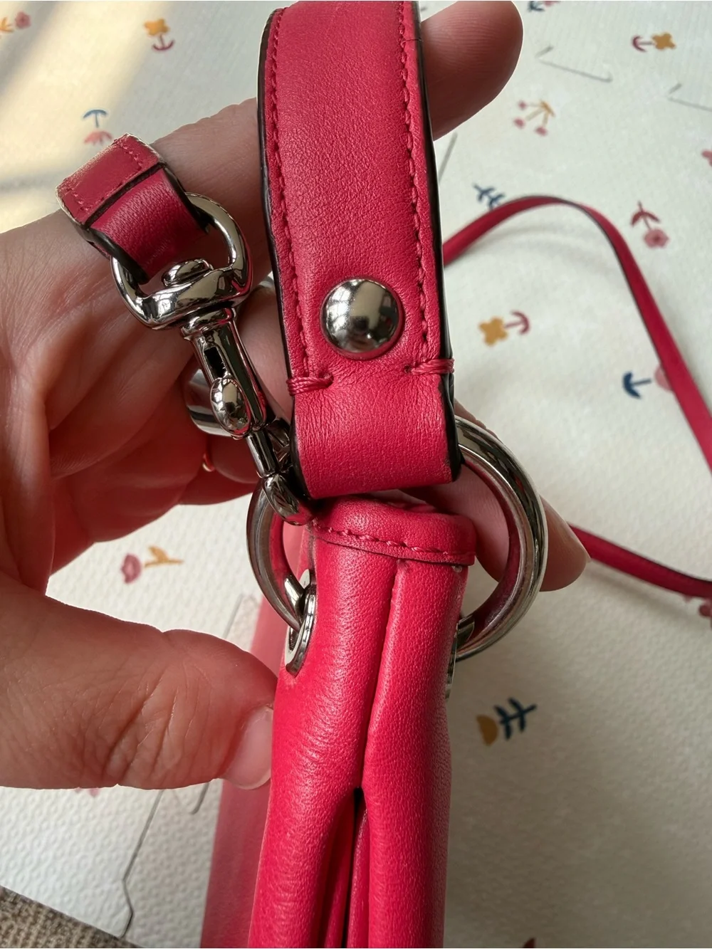 Coach Bright Pink Leather Shoulder Bag with Tassels